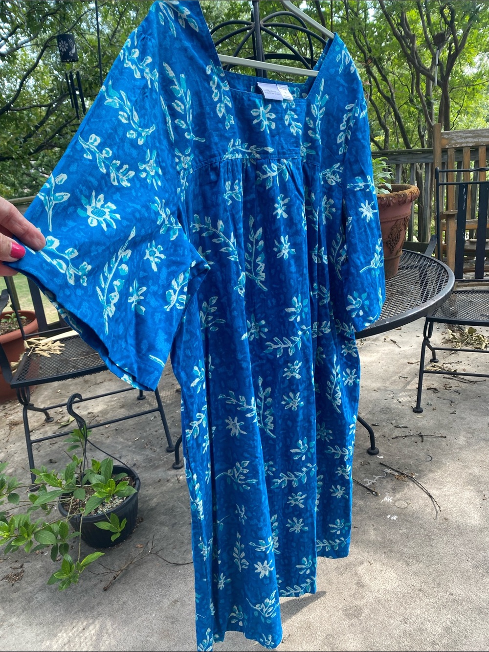 The Vermont Country Store Blue Floral Print Cotton Dress - Picture 3 of 11